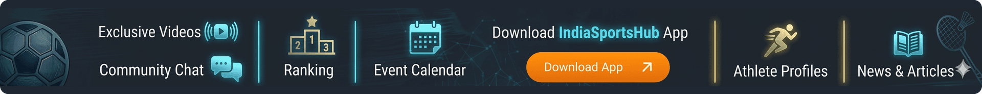 Download IndiaSportsHub App - Exclusive Videos, Community Chat, Ranking, Event Calendar, Athlete Profiles, News & Articles