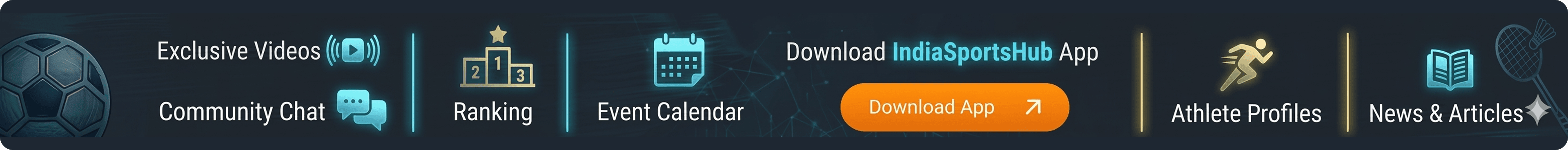 Download IndiaSportsHub App - Exclusive Videos, Community Chat, Ranking, Event Calendar, Athlete Profiles, News & Articles