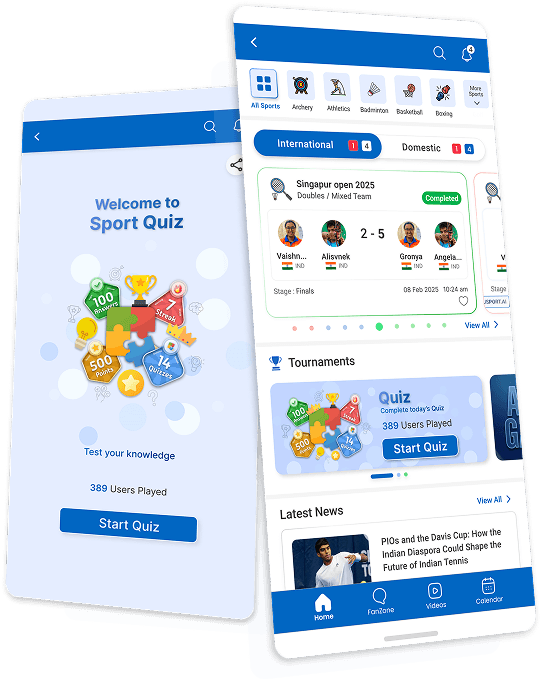 IndiaSportsHub app — sport quiz and home experience