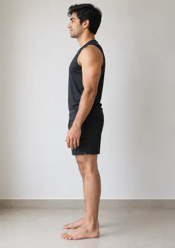 Sample side photo: standing straight, full body in frame